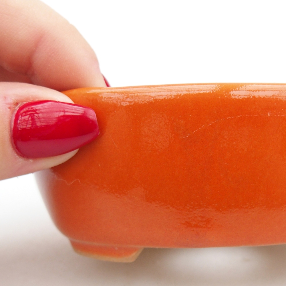 Keramická bonsai miska 9,5 x 7,5 x 3,5 cm, barva oranžová