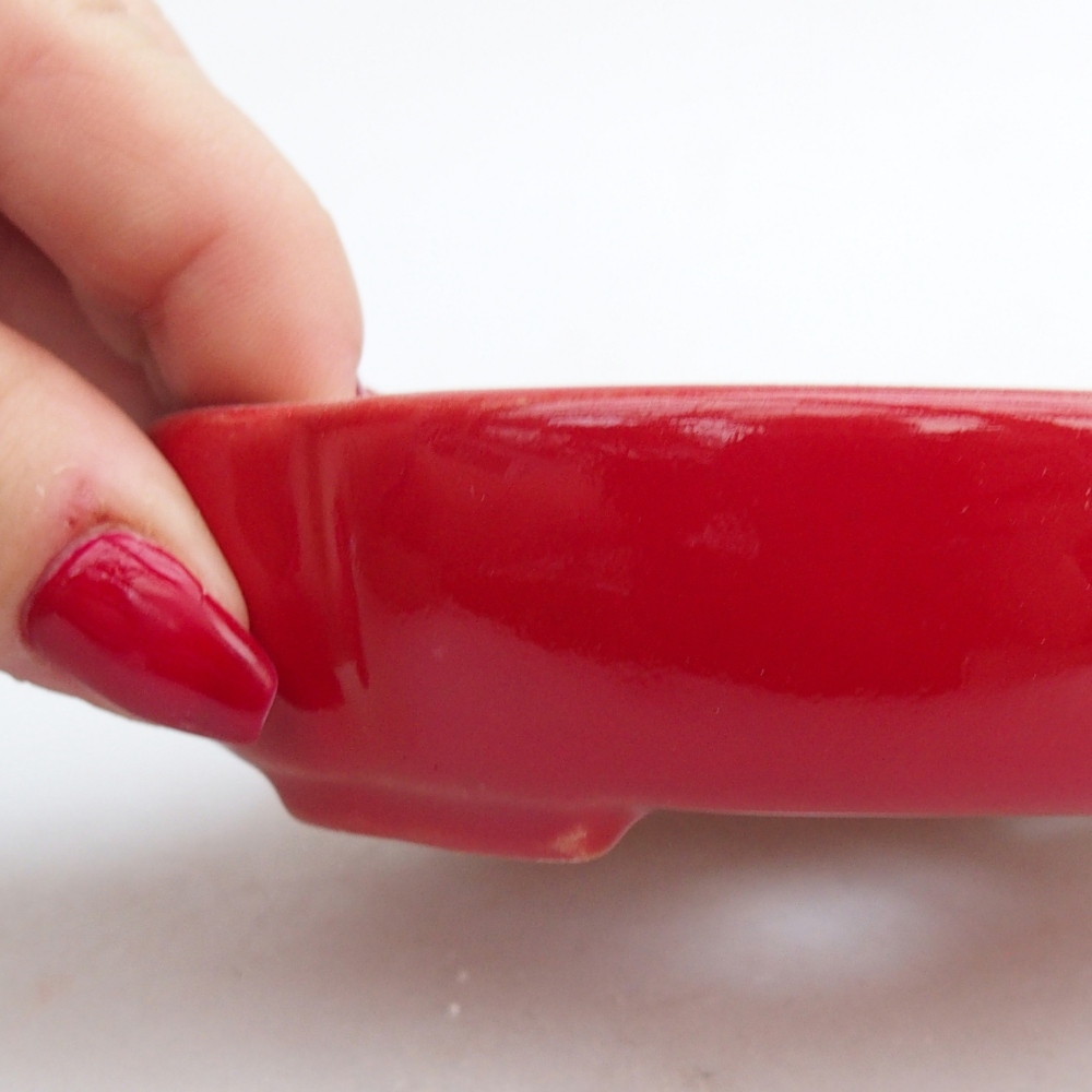 Keramická bonsai miska 11 x 11 x 3 cm, barva červená