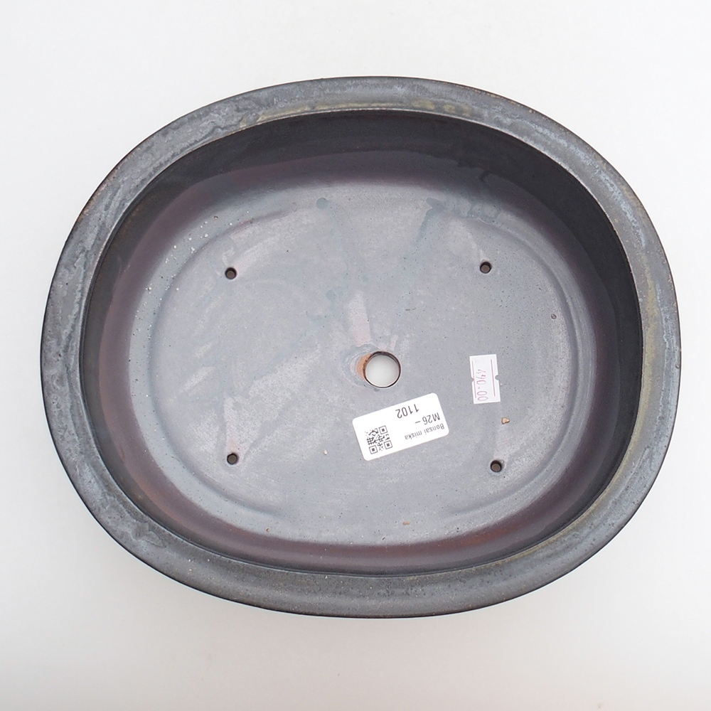 Keramická bonsai miska 25 x 20,5 x 8 cm, barva kovová