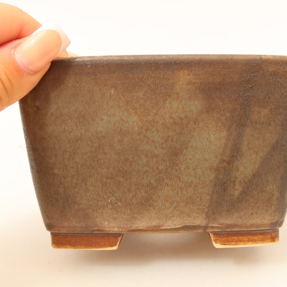 Keramická bonsai miska 13 x 13 x 8 cm, barva zelená