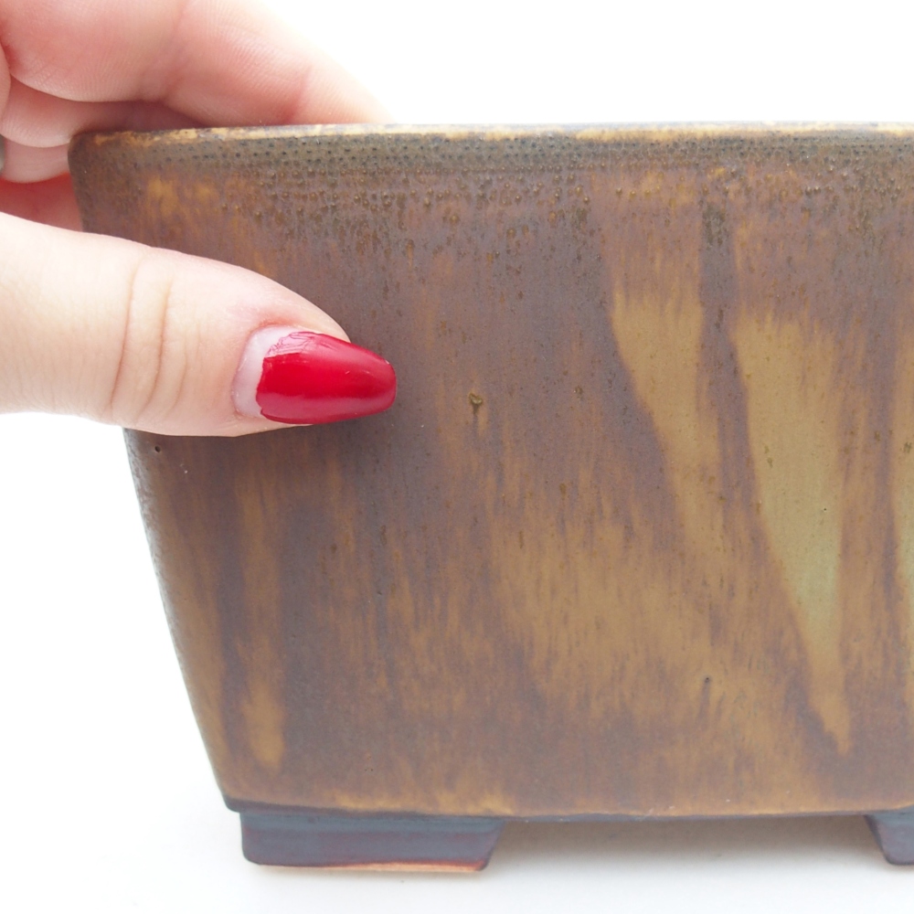 Keramická bonsai miska 16 x 16 x 10 cm, barva zelená