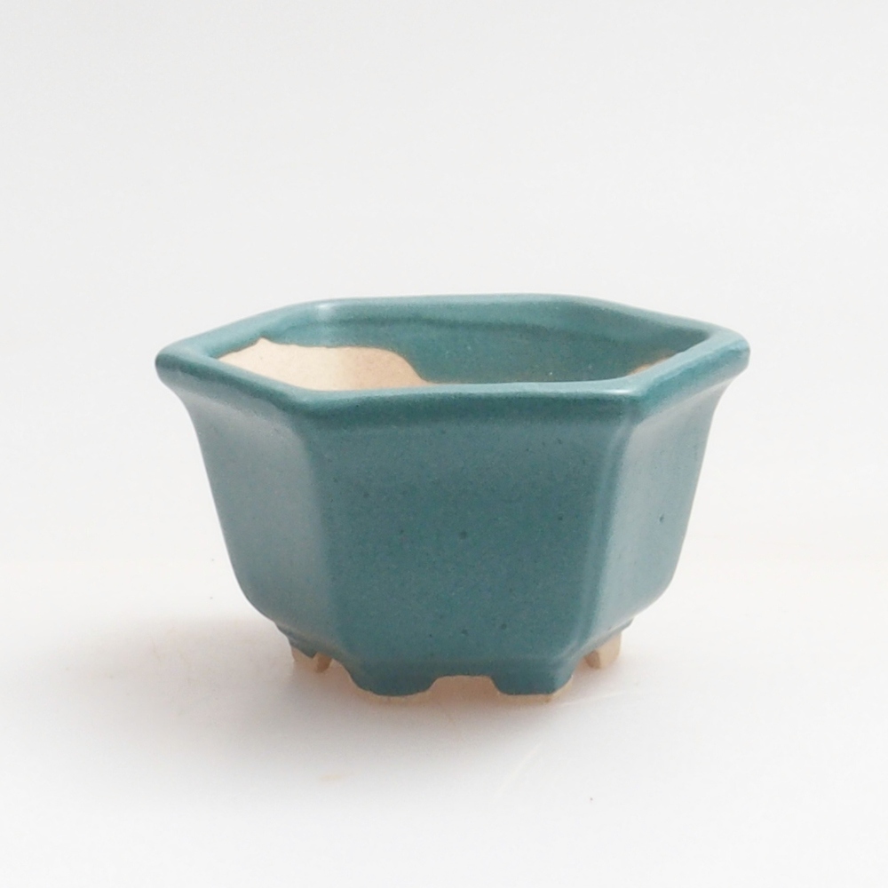 Keramická bonsai miska 4,5 x 4,5 x 3 cm, barva modrá