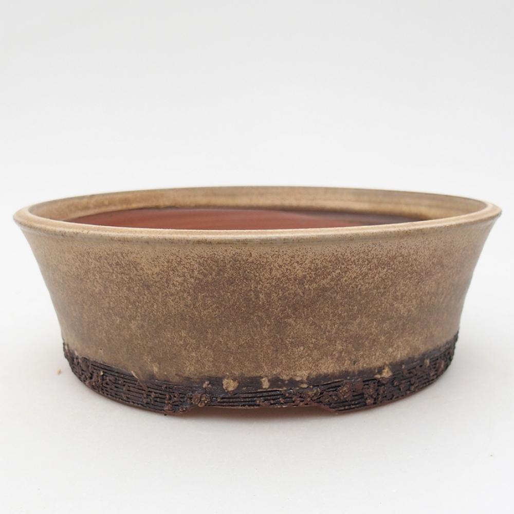 Keramická bonsai miska 19 x 19 x 6 cm, barva hnědá