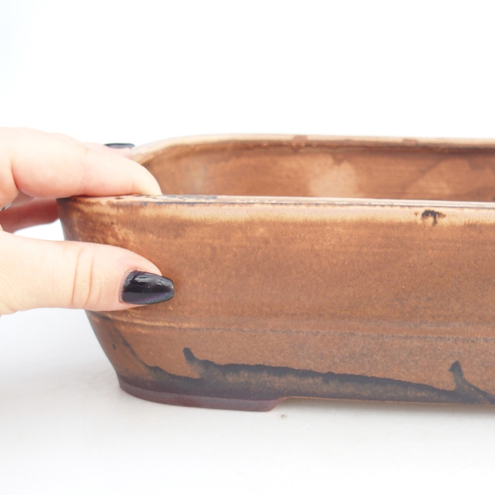 Keramická bonsai miska 28,5 x 21 x 7,5 cm, barva růžová