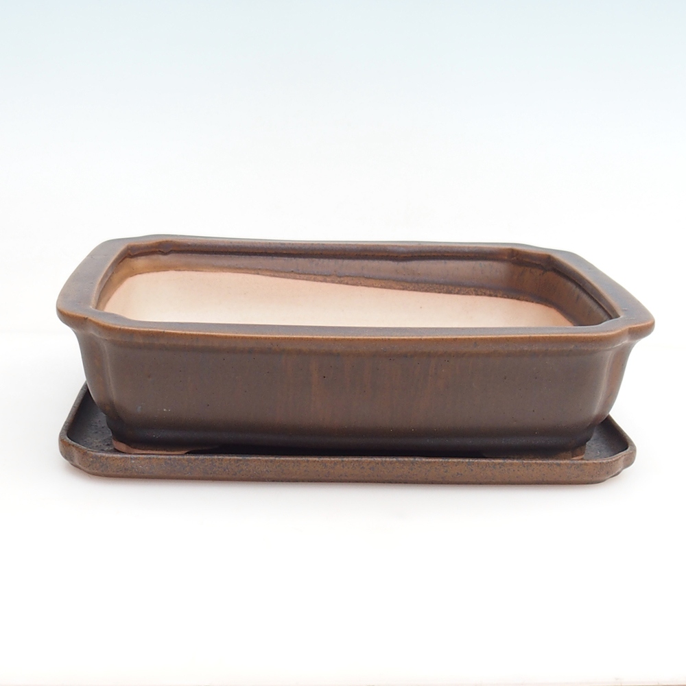 Bonsai miska + podmiska H20 - 26,5 x 21,5 x 6,5 cm. - hnědá