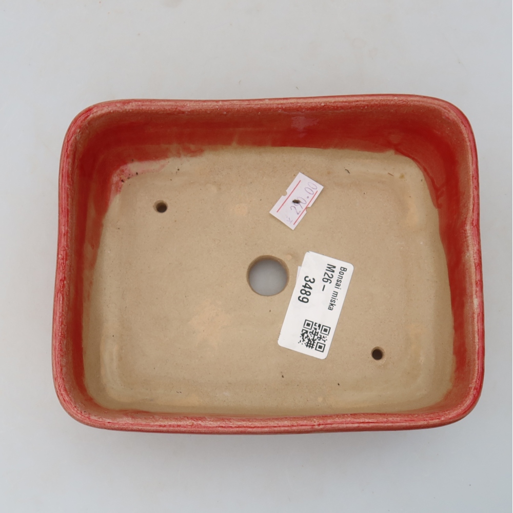 Keramická bonsai miska 15 x 12,5 x 4,5 cm, barva červená