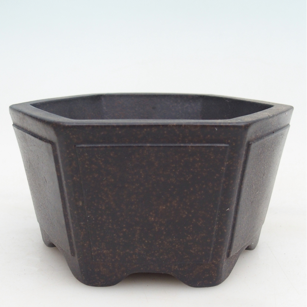 Keramická bonsai miska 13 x 12 x 7 cm, barva hnědookrová