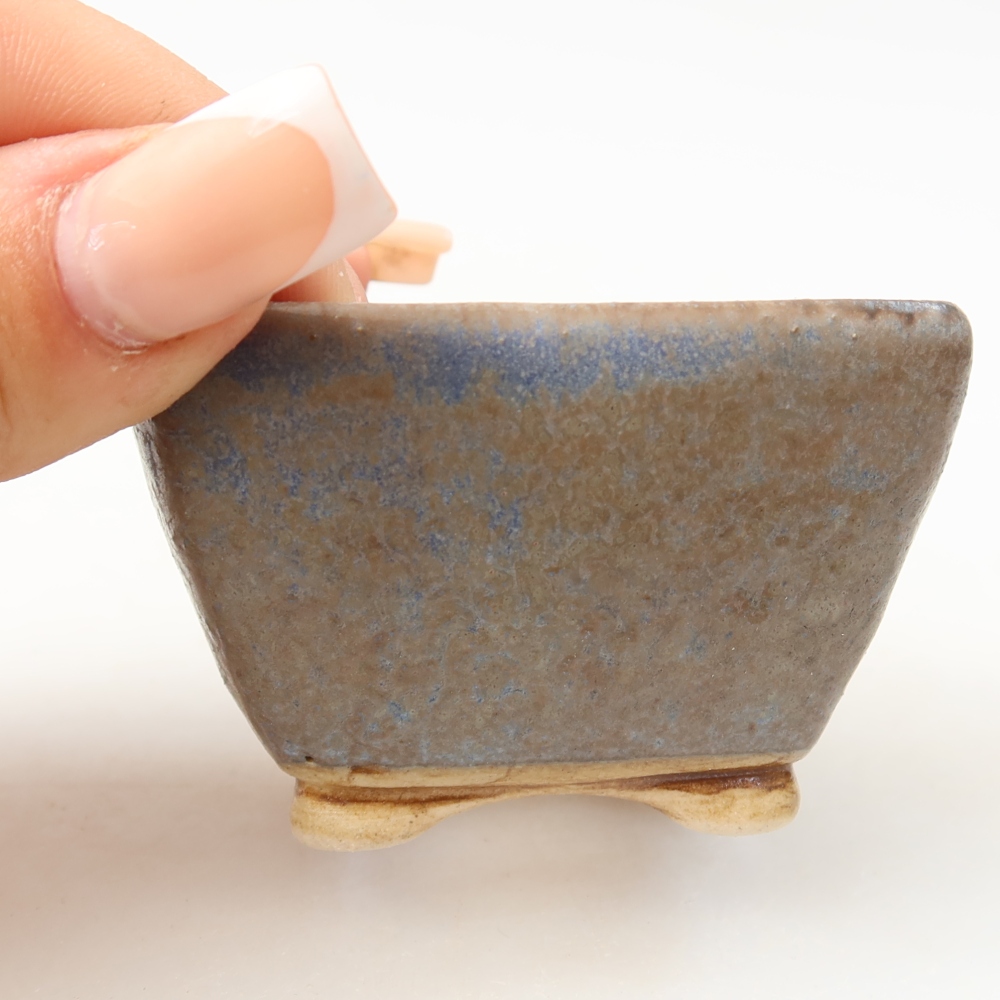 Keramická bonsai miska 6 x 6 x 4 cm, barva modrá