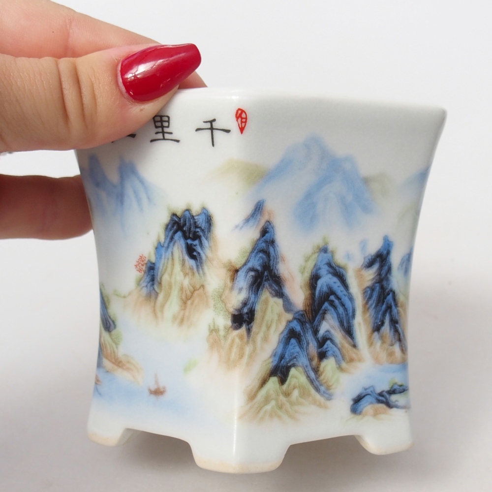 Keramická bonsai miska 10,5 x 9,5 x 9 cm, barva bílá