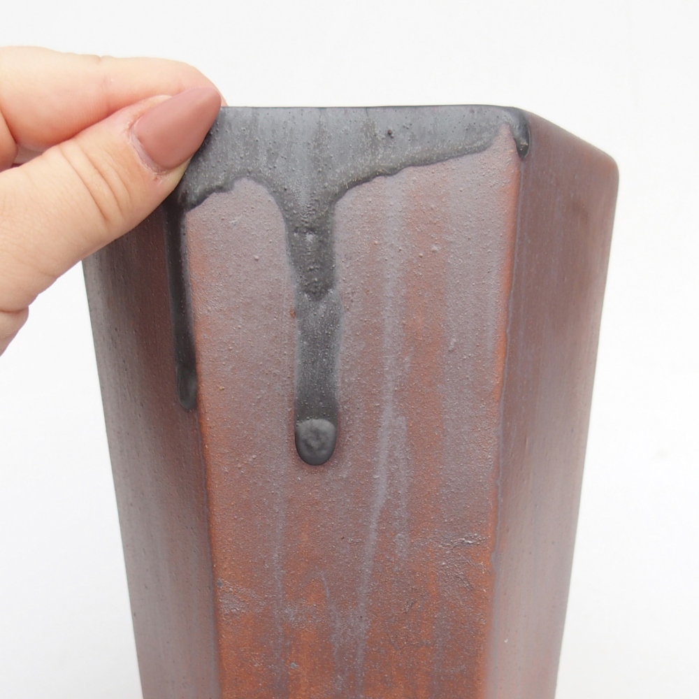 Keramická bonsai miska 12,5 x 11,5 x 16,5 cm, barva kovová