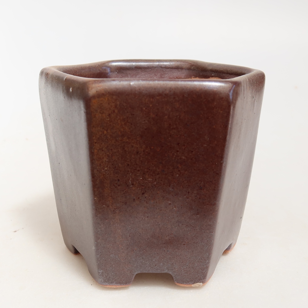Keramická bonsai miska 9 x 8,5 x 8 cm, barva hnědá
