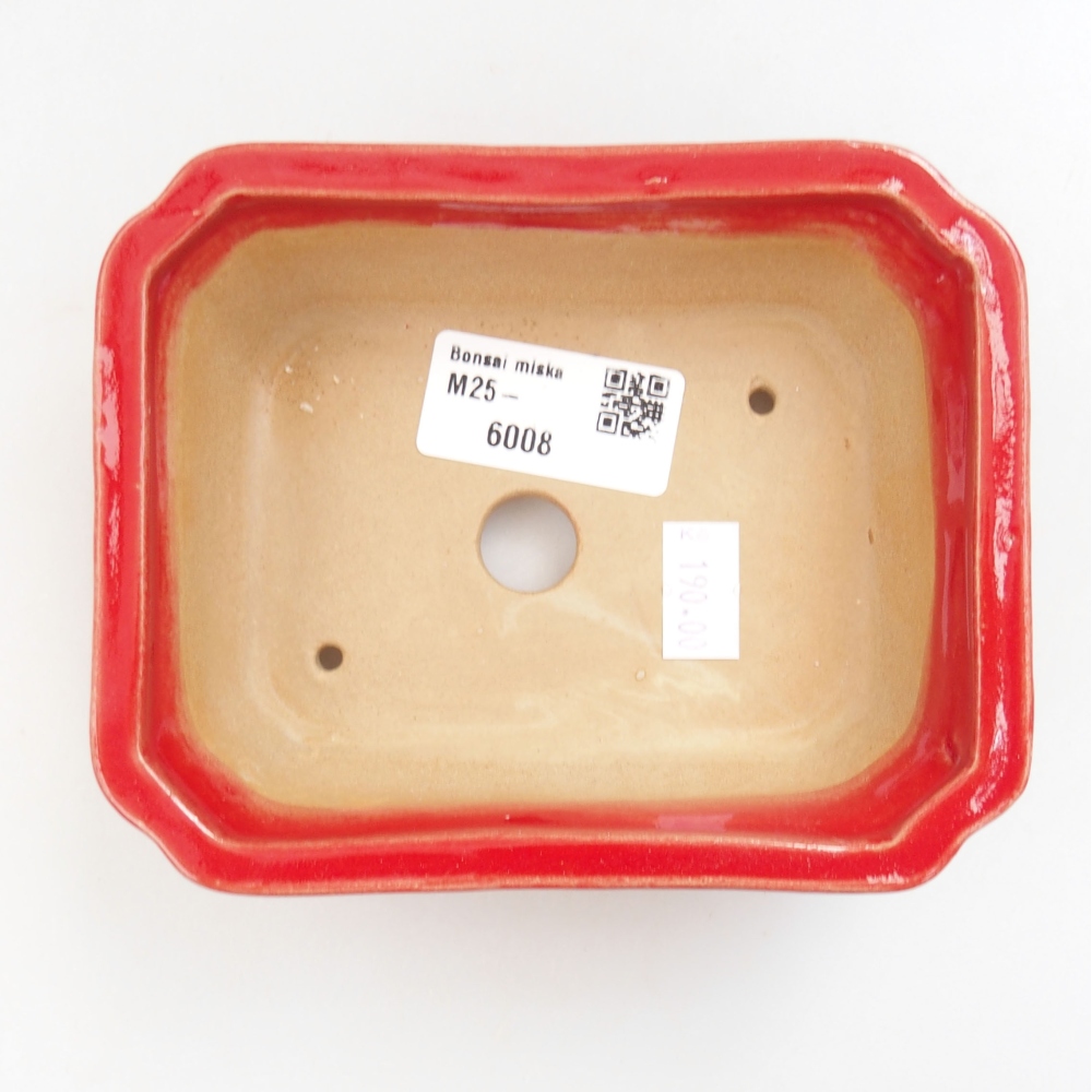 Keramická bonsai miska 13 x 10,5 x 4 cm, barva červená
