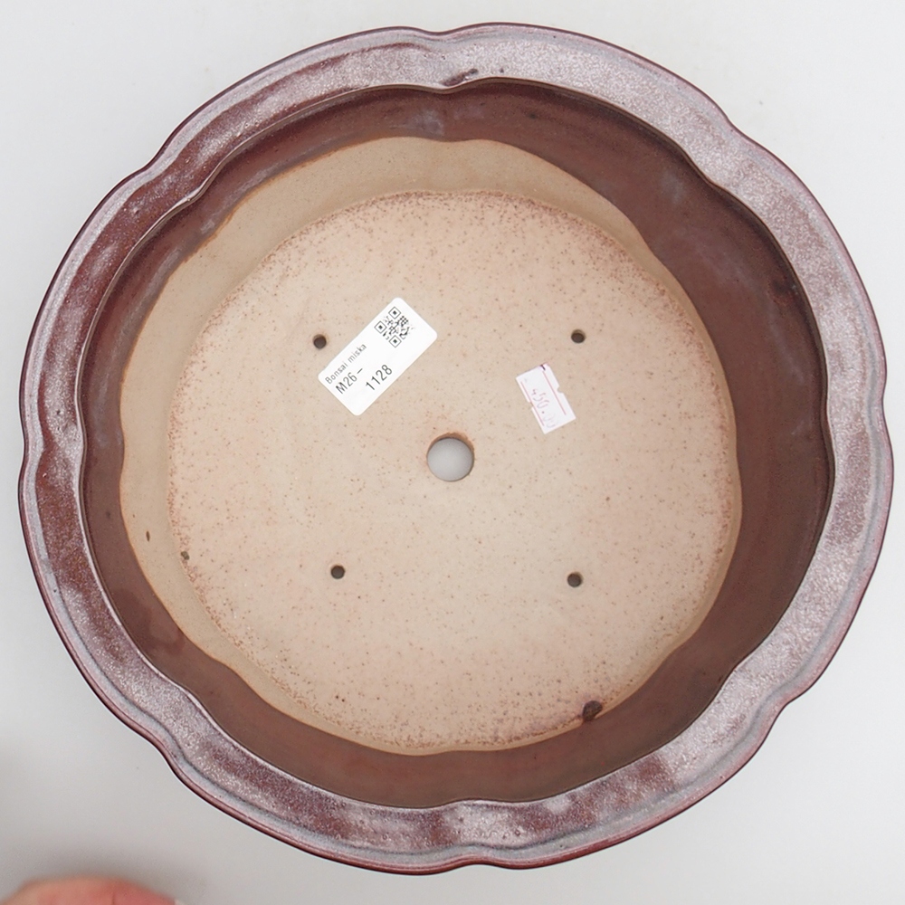 Keramická bonsai miska 26 x 26 x 8 cm, barva vínová