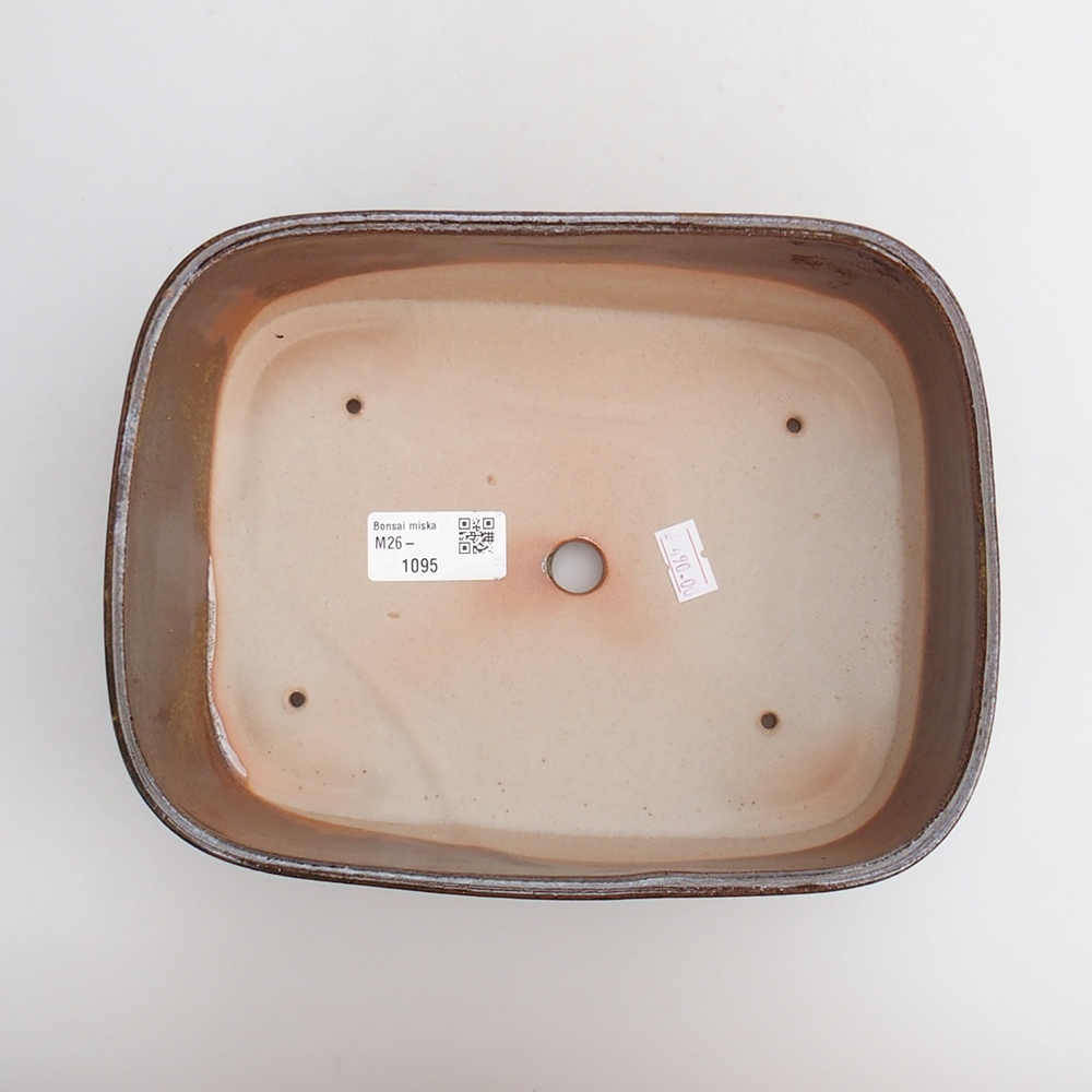 Keramická bonsai miska 23 x 18 x 7,5 cm, barva hnědozelená