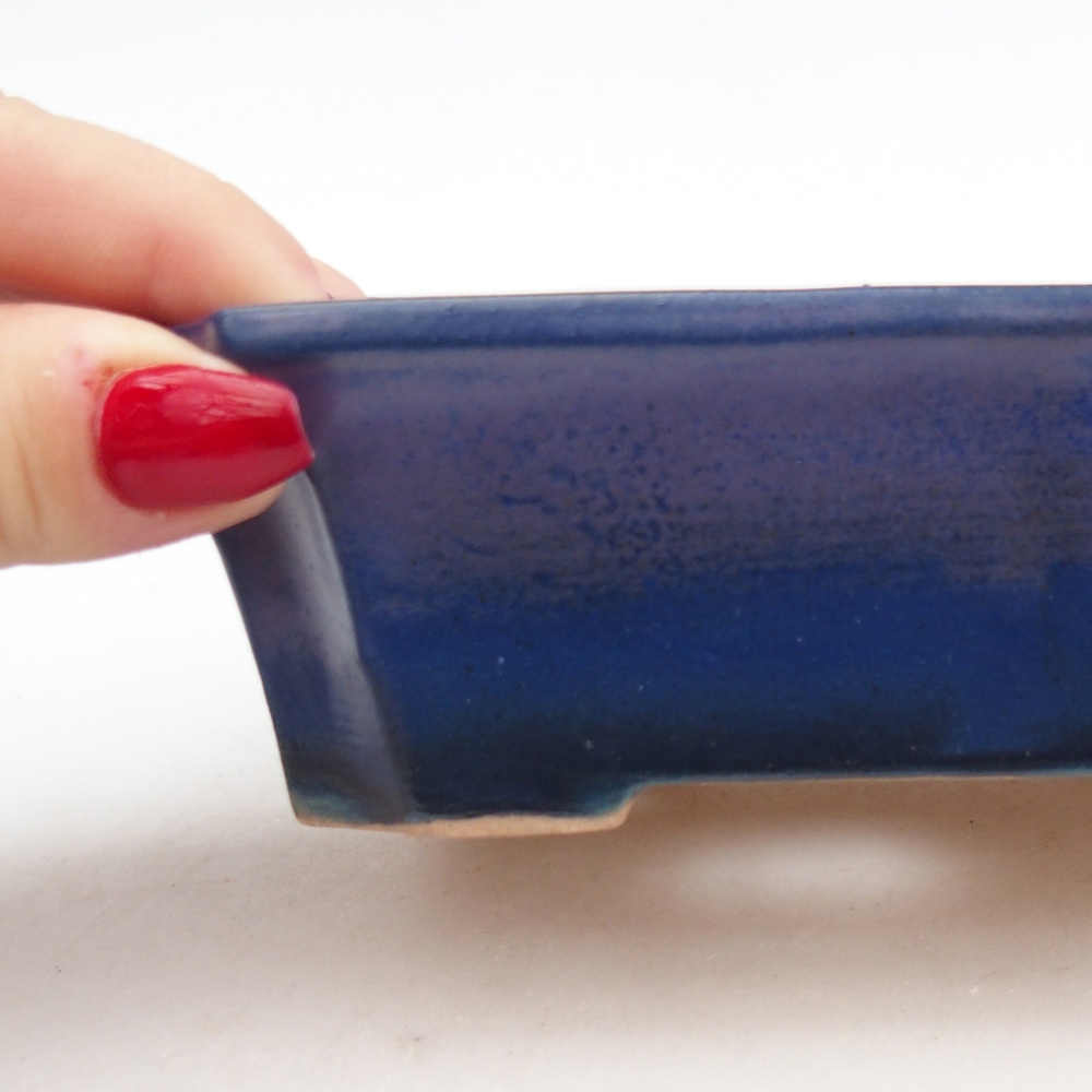 Keramická bonsai miska 13 x 10,5 x 4 cm, barva modrá