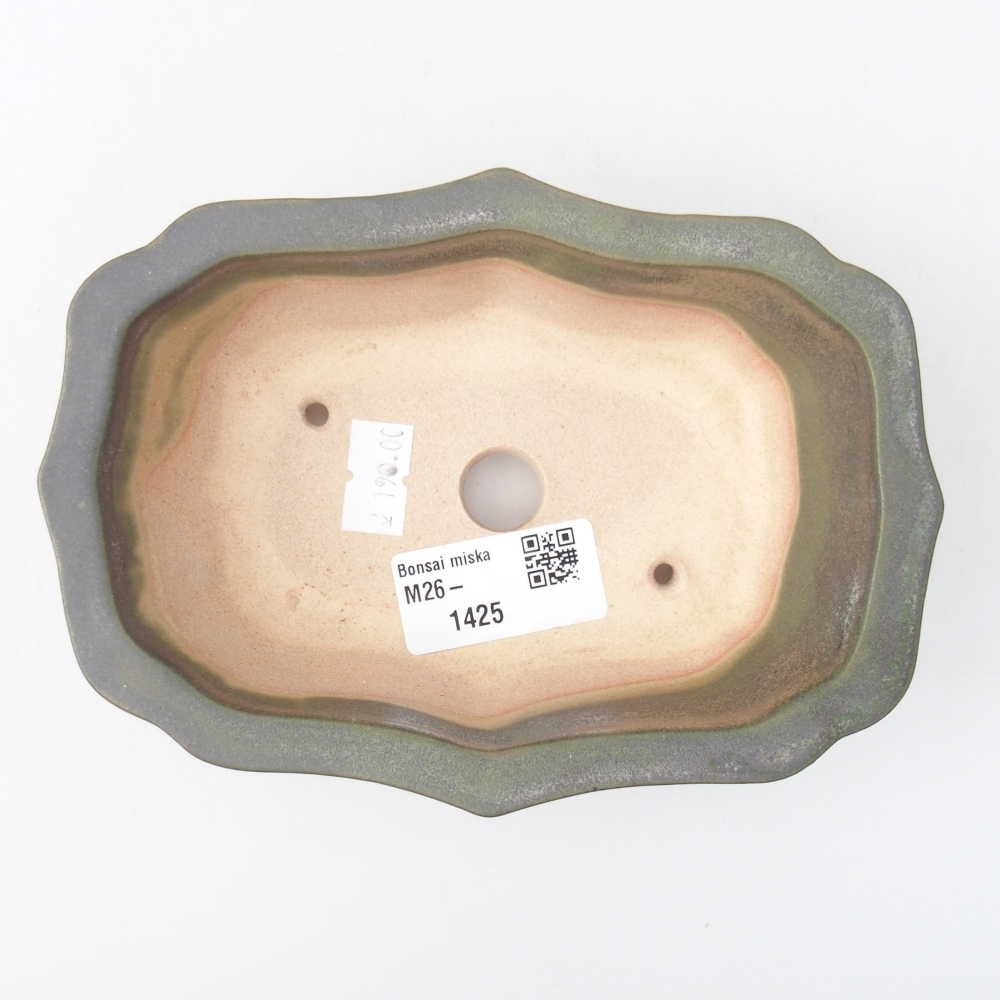 Keramická bonsai miska 15,5 x 11 x 4,5 cm, barva kovovozelená