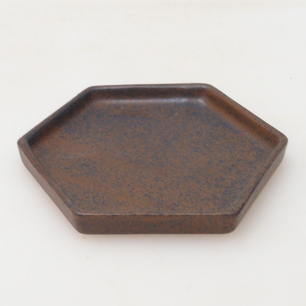 Bonsai podmiska šestihran D3 - 11 x 9,5 x 1 cm - hnědá