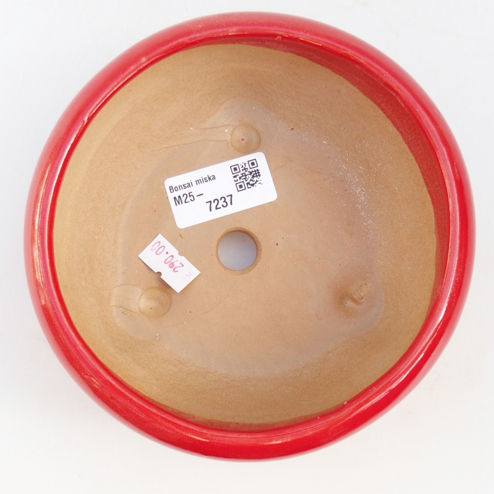 Keramická bonsai miska 14,5 x 14,5 x 7 cm, barva červená