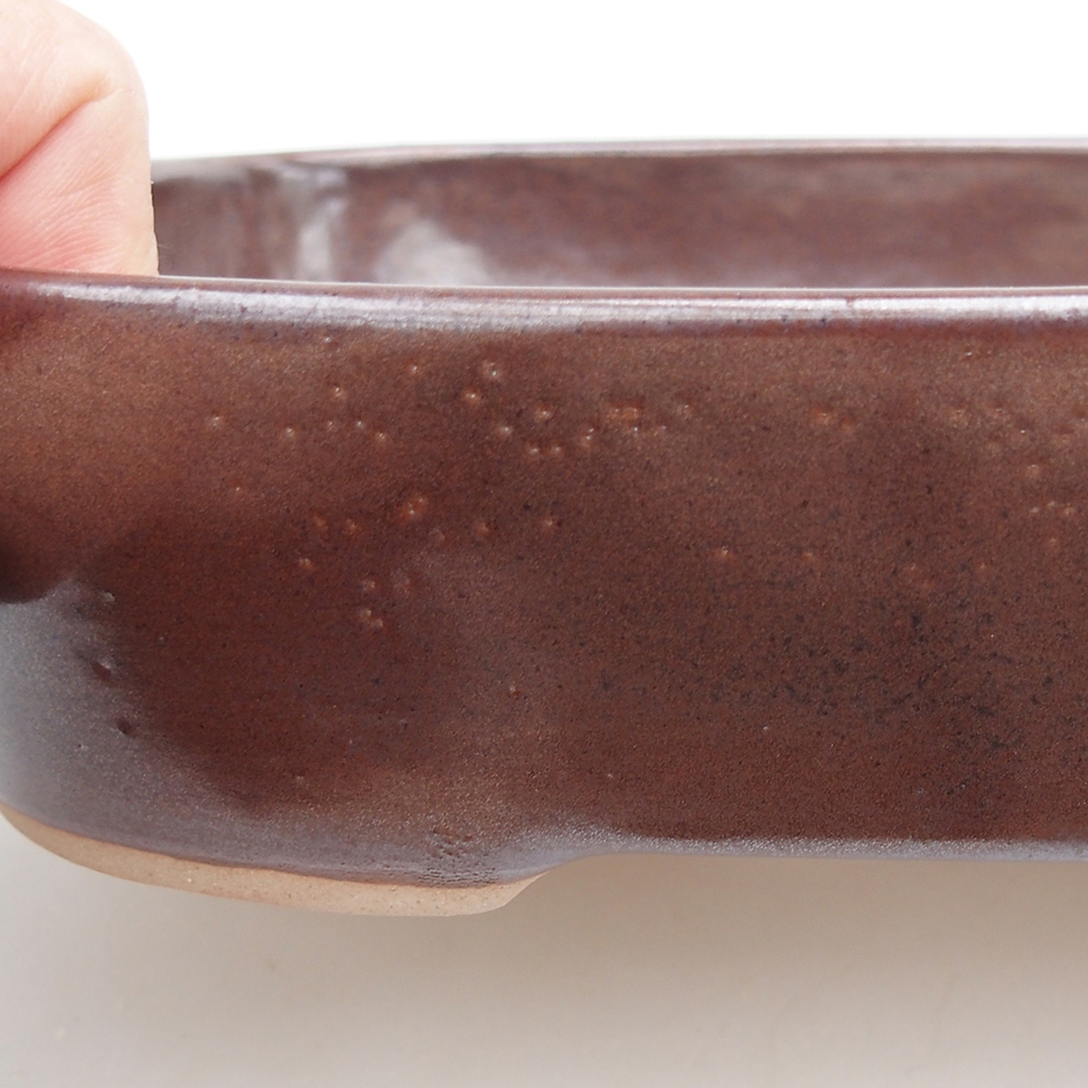 Keramická bonsai miska 23 x 18,5 x 5,5 cm, barva hnědá