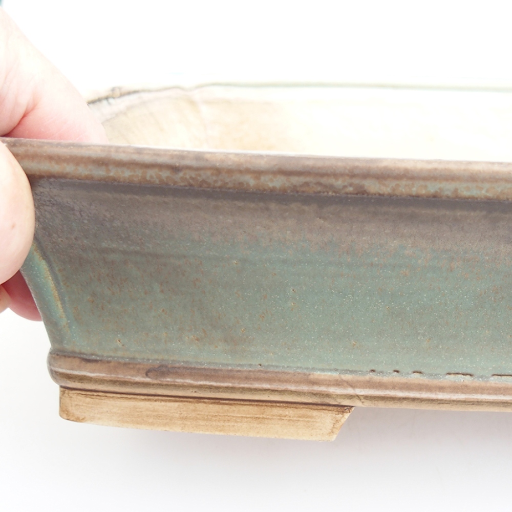 Keramická bonsai miska 29,5 x 25 x 7,5 cm, barva zelená