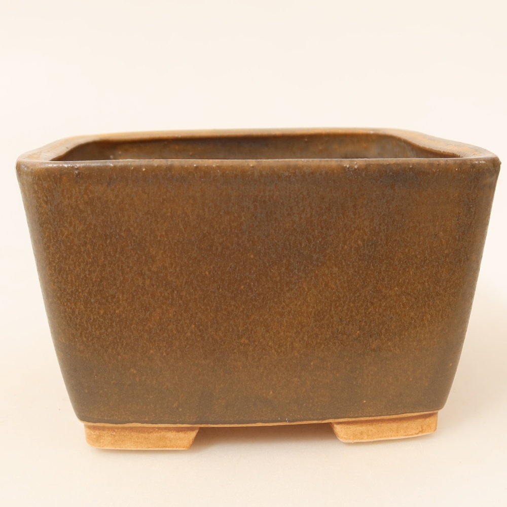 Keramická bonsai miska 13 x 13 x 8 cm, barva hnědá