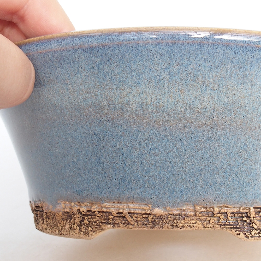 Keramická bonsai miska 17,5 x 17,5 x 7 cm, barva modrá