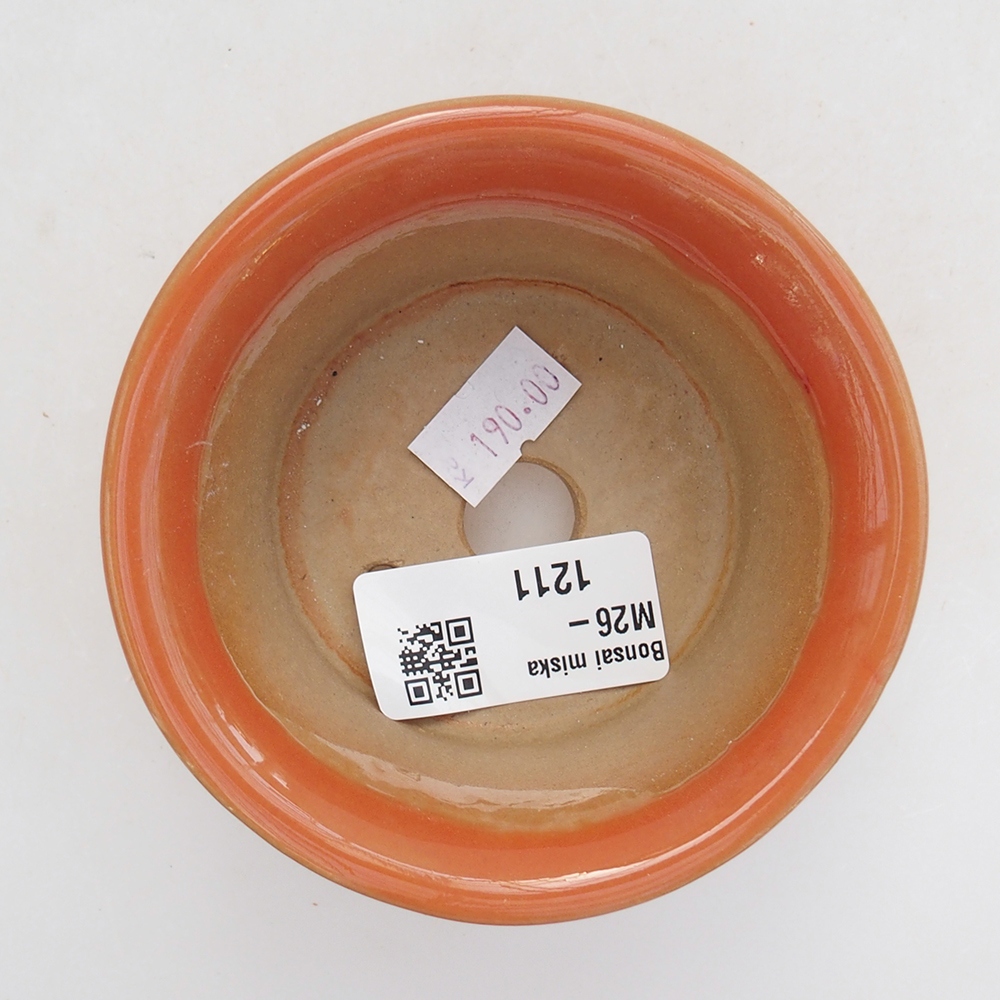 Keramická bonsai miska 9 x 9 x 5 cm, barva oranžová