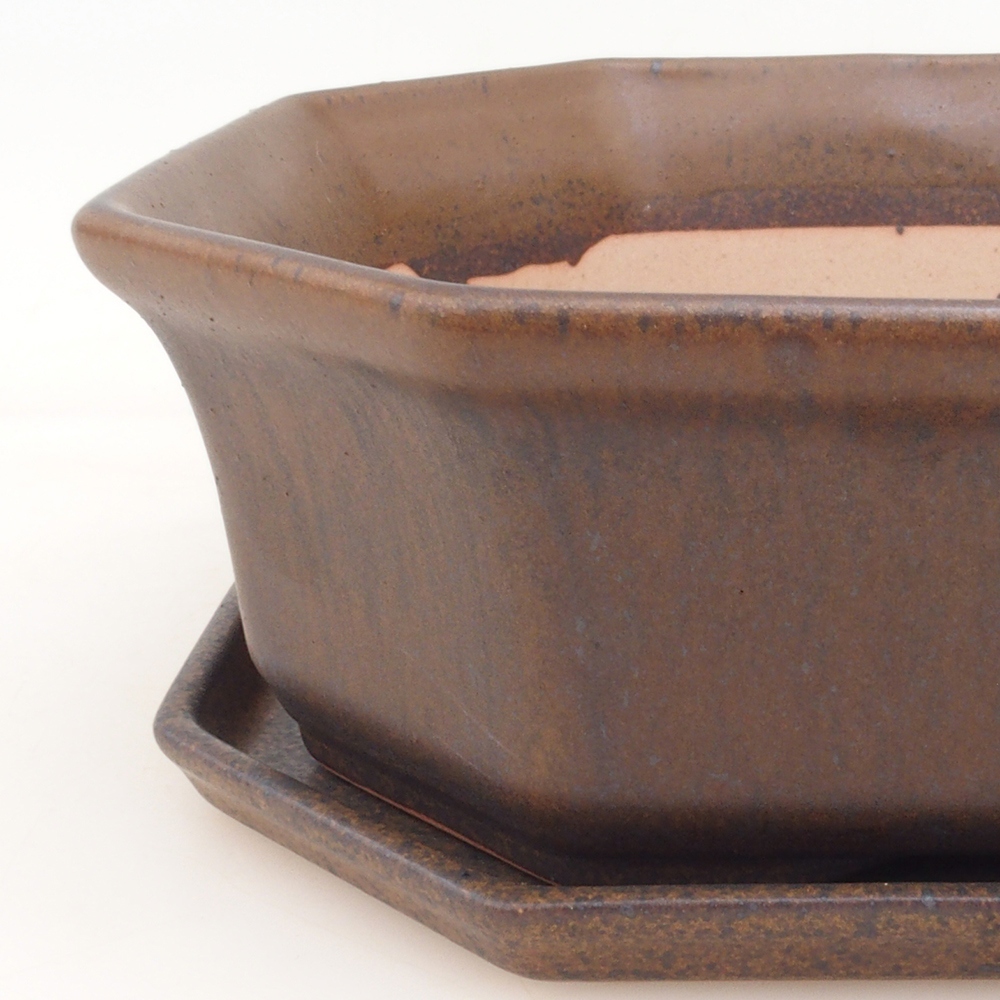 Bonsai miska + podmiska H14 - hnědá