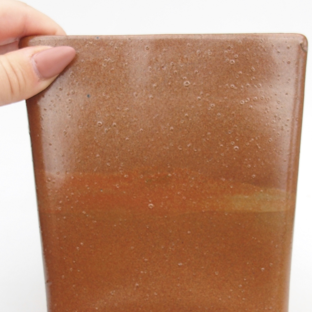 Keramická bonsai miska 13 x 13 x 13,5 cm, barva hnědá