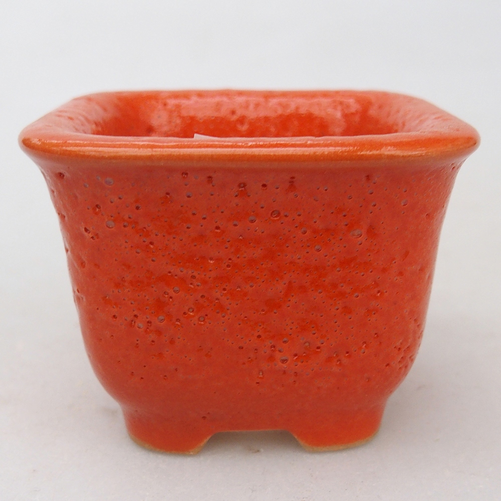 Keramická bonsai miska 6,5 x 6,5  x 5 cm, barva oranžová