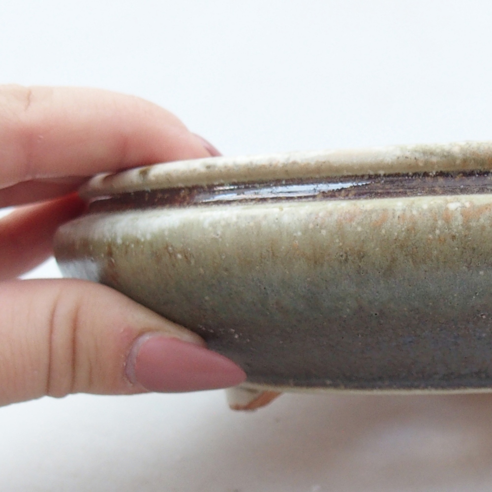 Keramická bonsai miska 15 x 15 x 5 cm, barva zelená