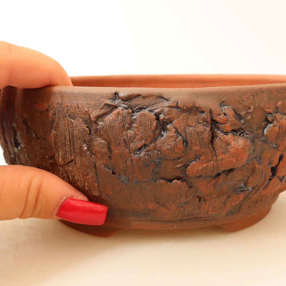 Keramická bonsai miska 16 x 16 x 6,5 cm, barva hnědá