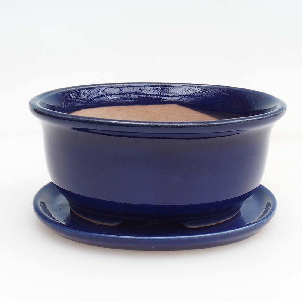 Bonsai miska + podmiska H30 - 12 x 10,5 x 5,5 cm. - modrá