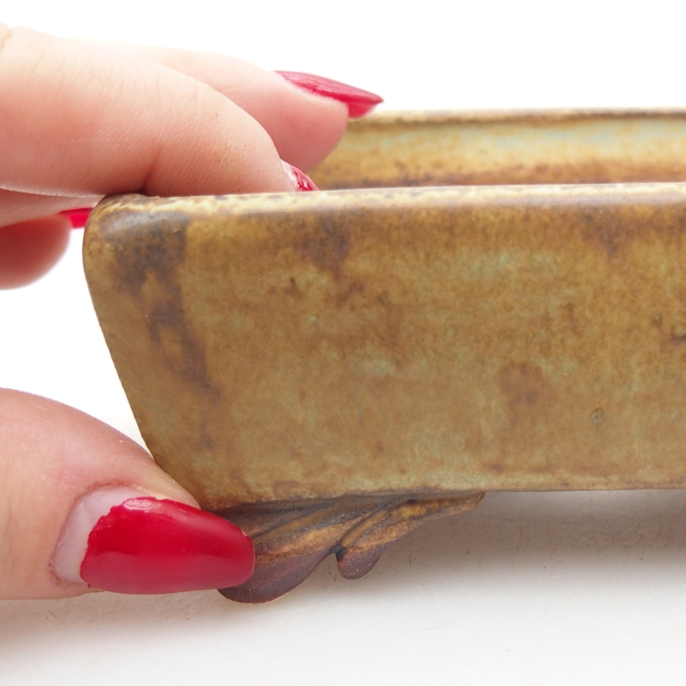 Keramická bonsai miska 10 x 8 x 4 cm, barva zelená