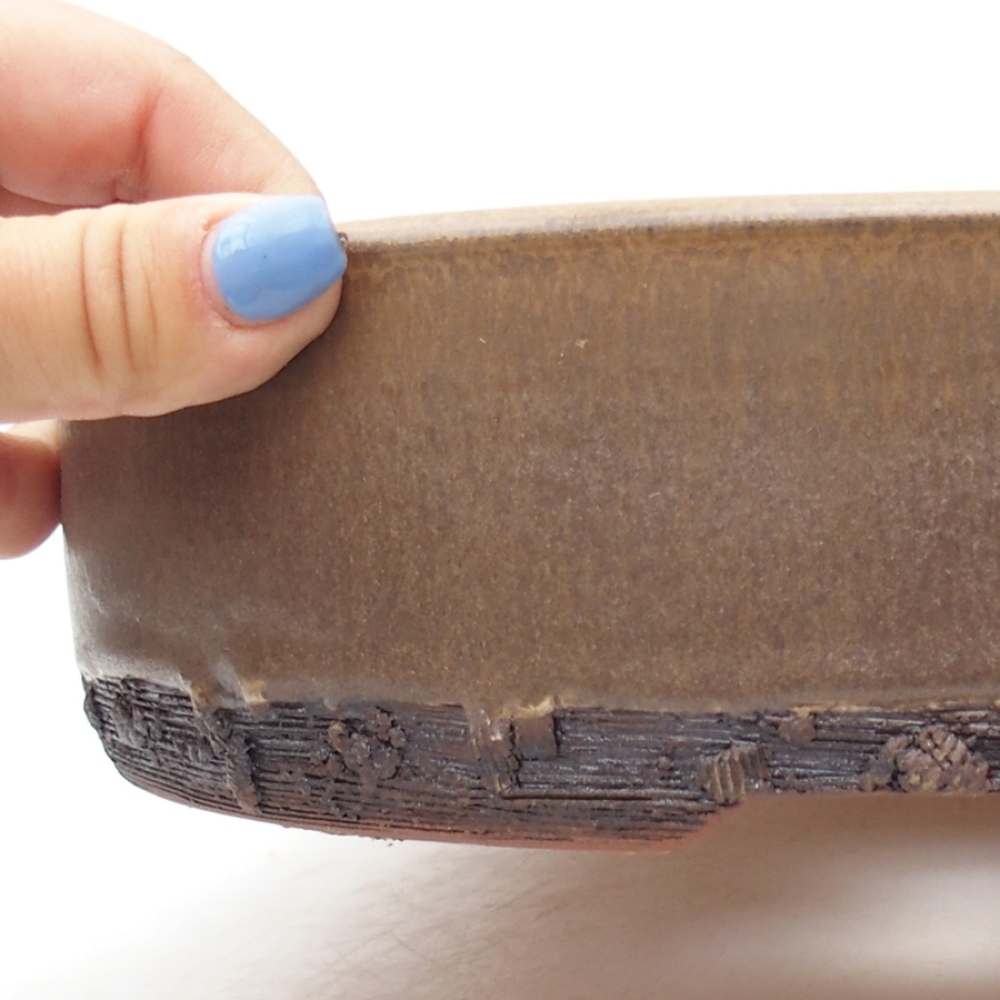Keramická bonsai miska 24,5 x 24,5 x 6 cm, barva hnědá