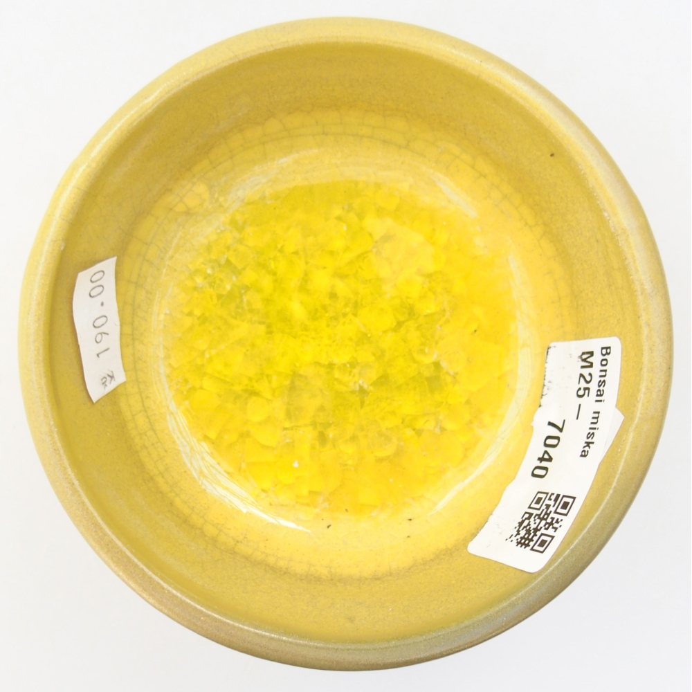 Keramická bonsai miska 9,5 x 9,5 x 5 cm, barva žlutá