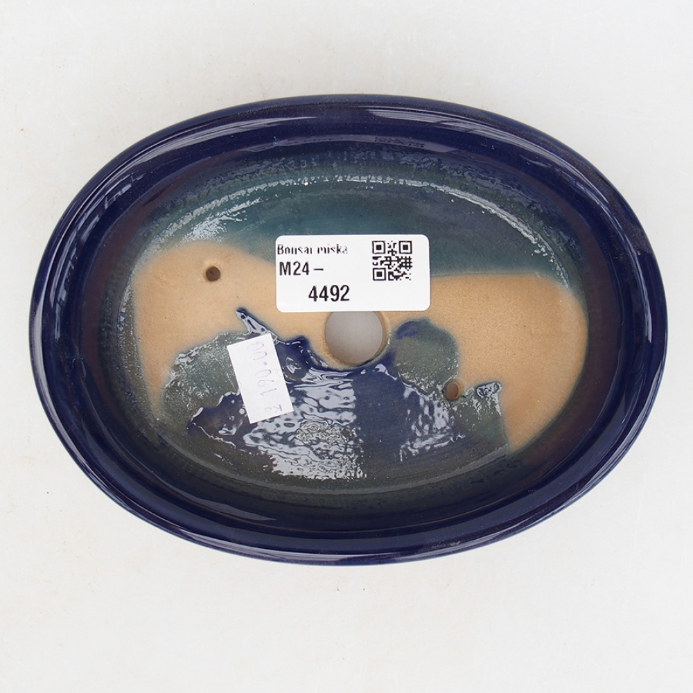 Keramická bonsai miska 15 x 11 x 3,5 cm, barva modrá