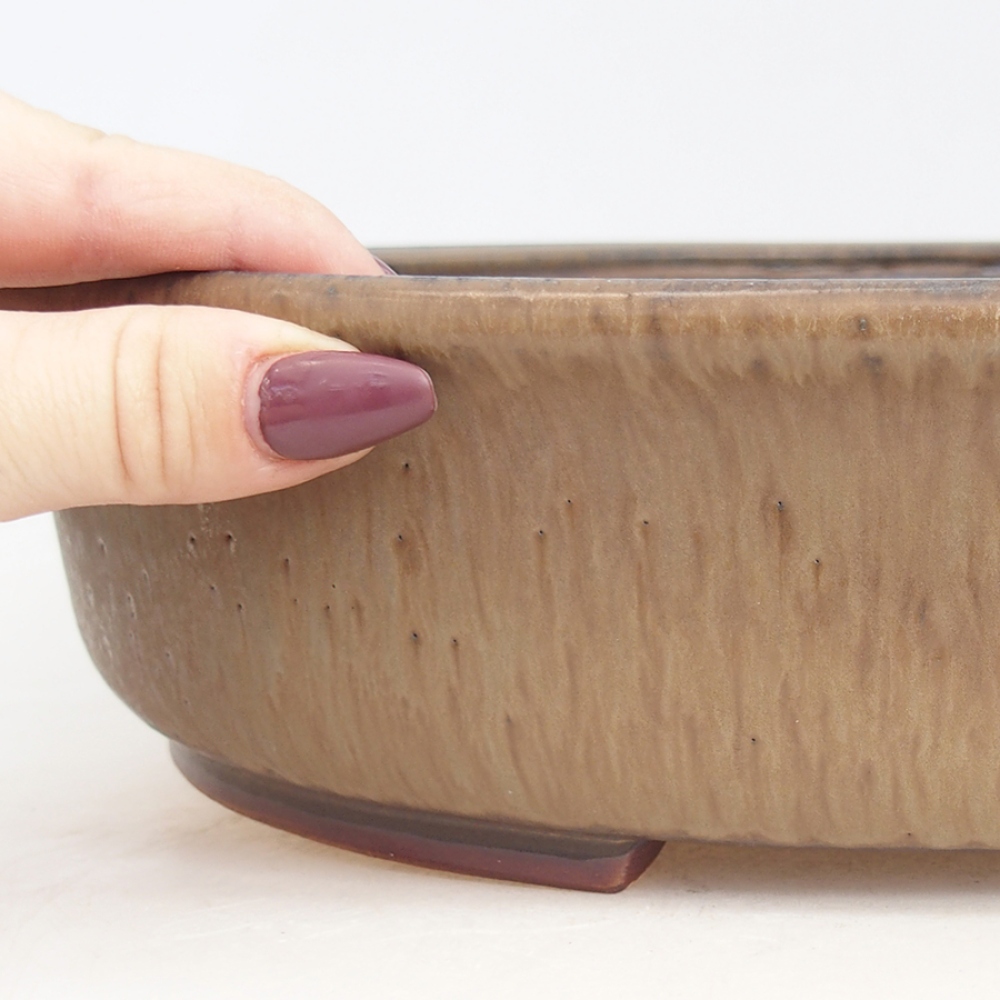 Keramická bonsai miska 32,5 x 28,5 x 7 cm, barva hnědá