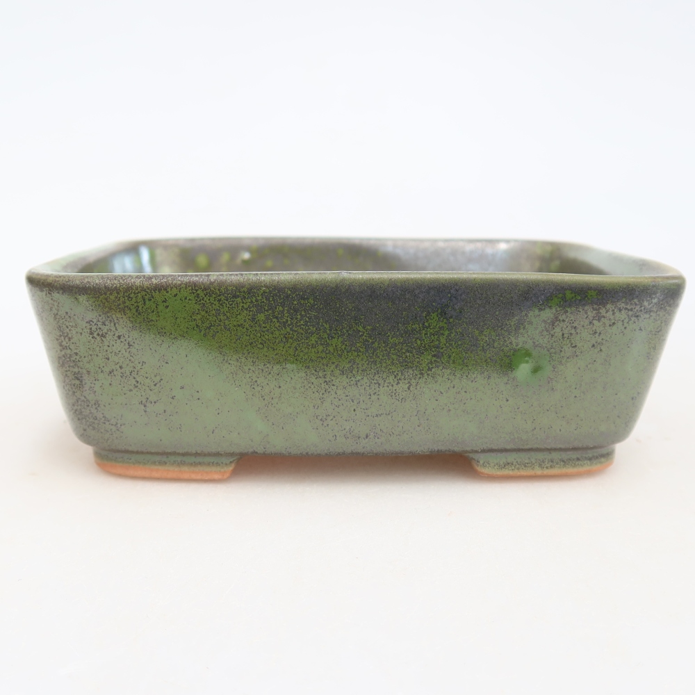 Keramická bonsai miska 12,5 x 9,5 x 4 cm, barva zelená