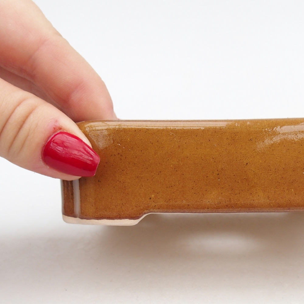 Keramická bonsai miska 11 x 9 x 3 cm, barva hnědá