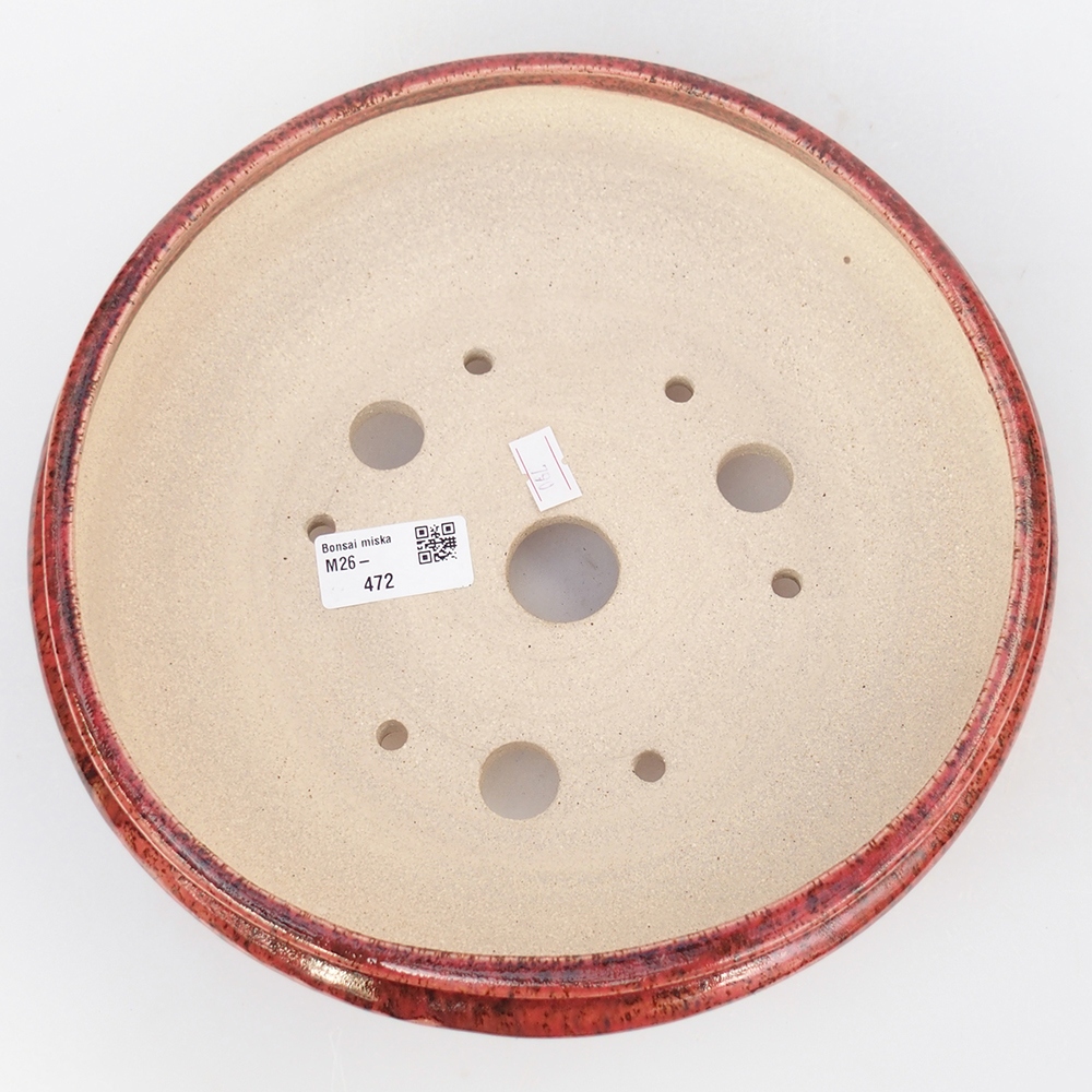Keramická bonsai miska 25 x 25 x 7,5 cm, barva červená