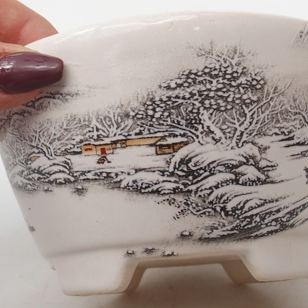 Keramická bonsai miska 12 x 12 x 6,5 cm, barva bílá