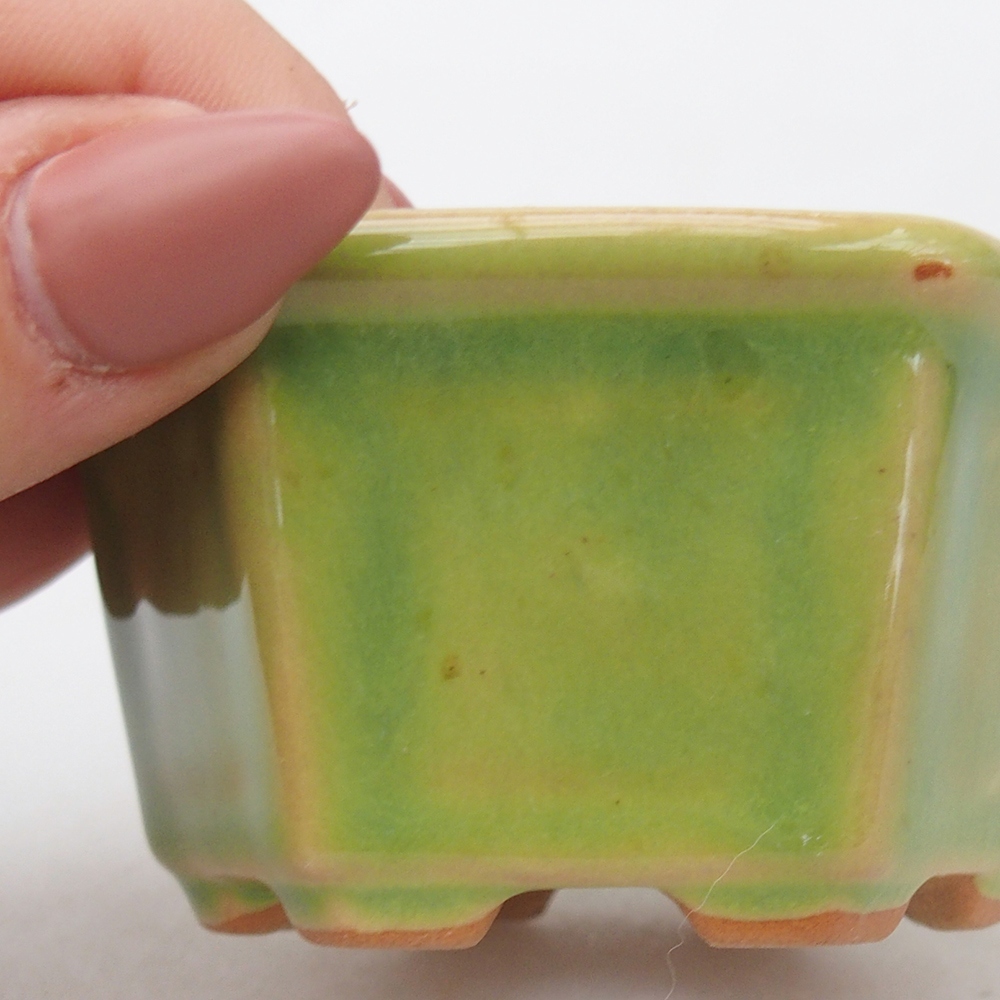 Keramická bonsai miska 7,5 x 7  x 4 cm, barva zelená