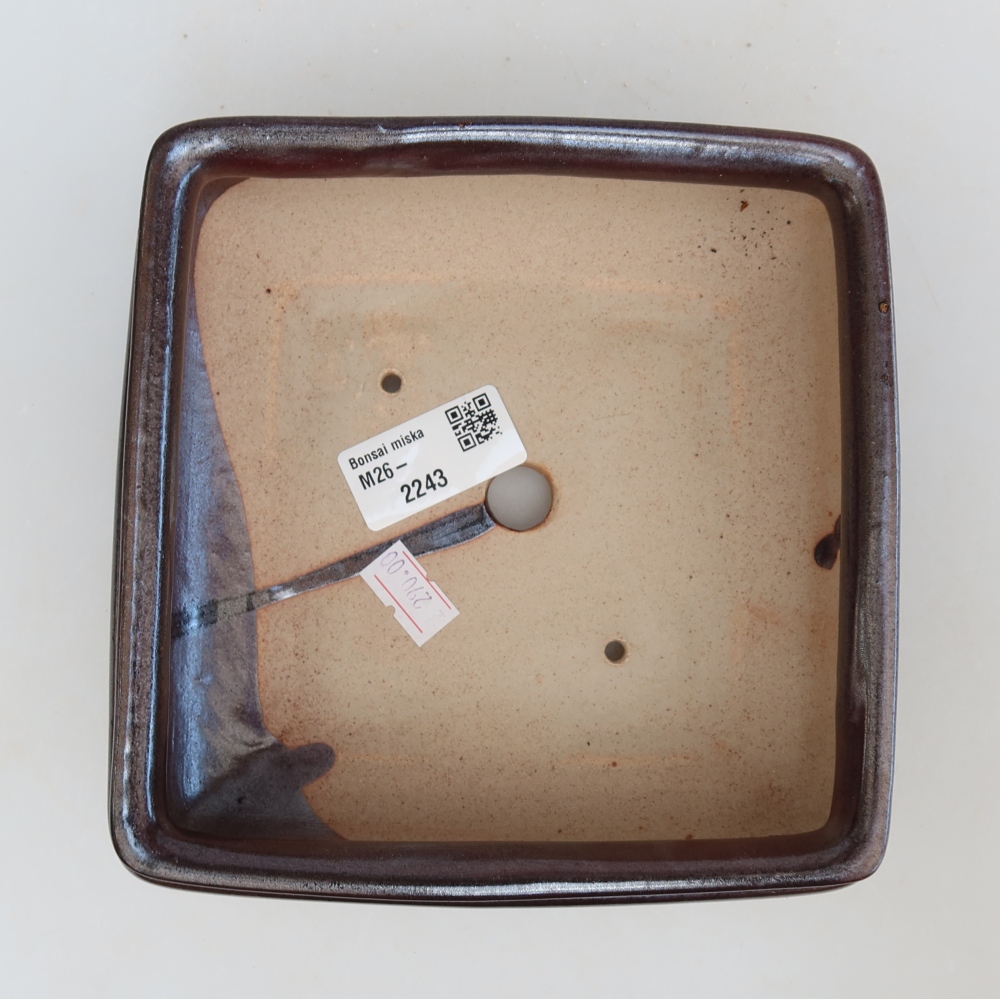 Keramická bonsai miska 15,5 x 15,5 x 6 cm, barva hnědá