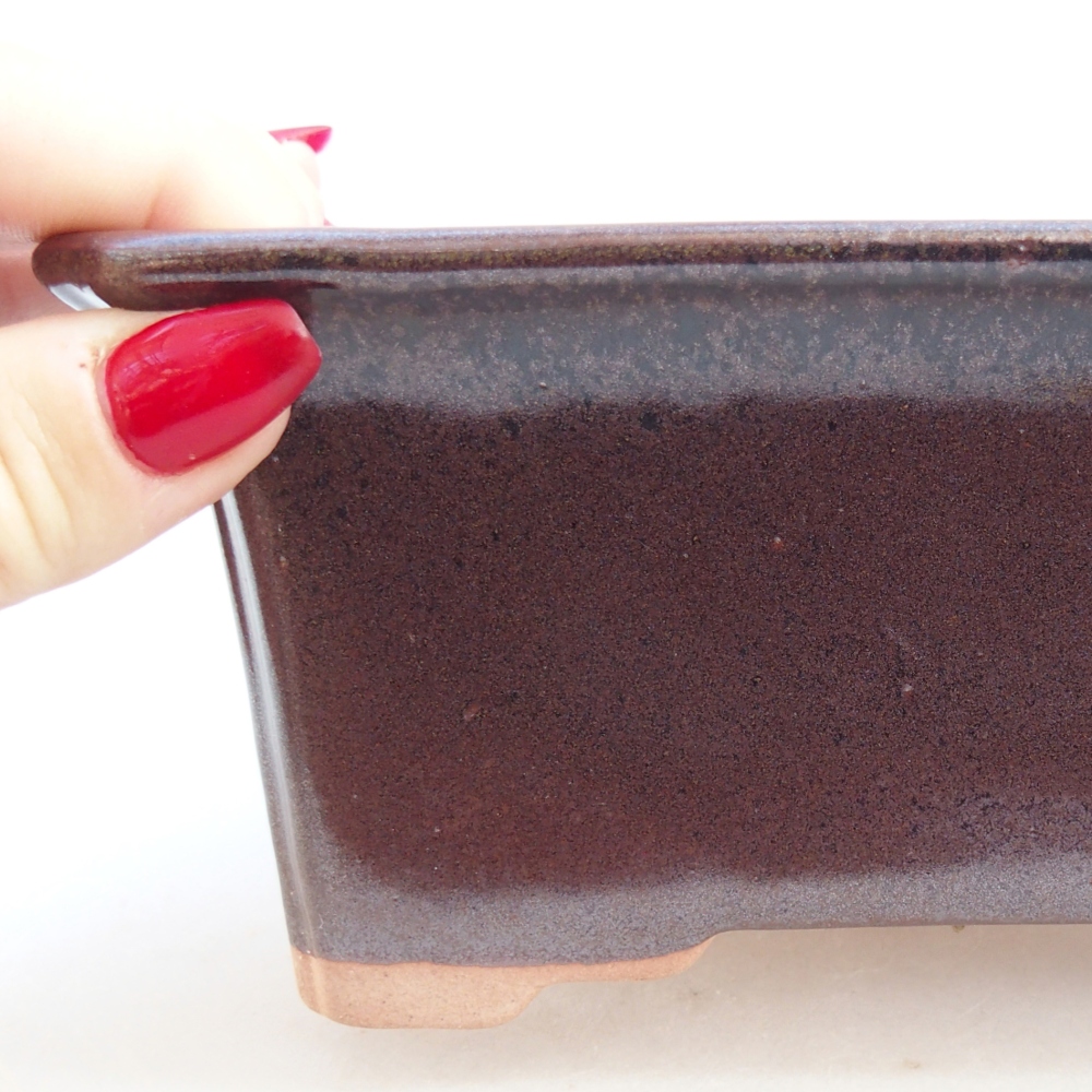 Keramická bonsai miska 18 x 14 x 7 cm, barva kovová