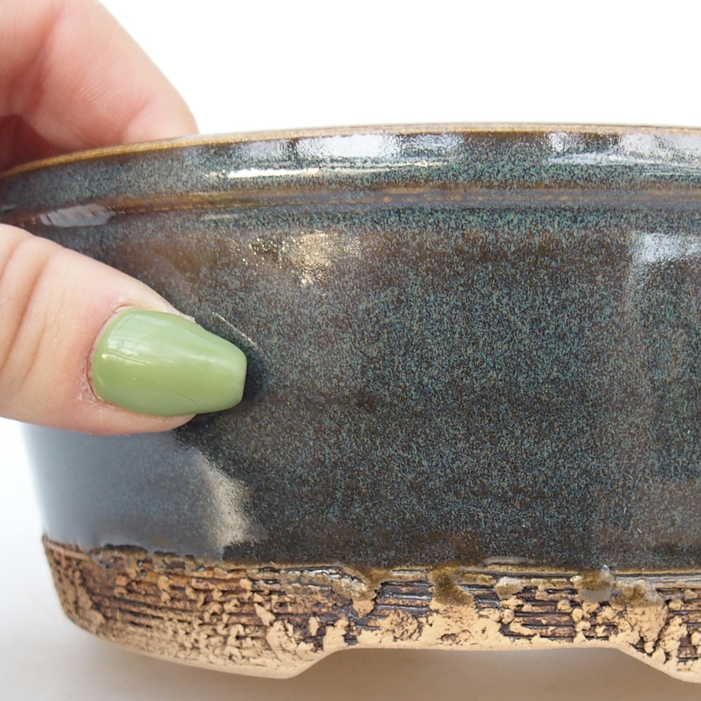 Keramická bonsai miska 16 x 16 x 6 cm, barva modrošedá