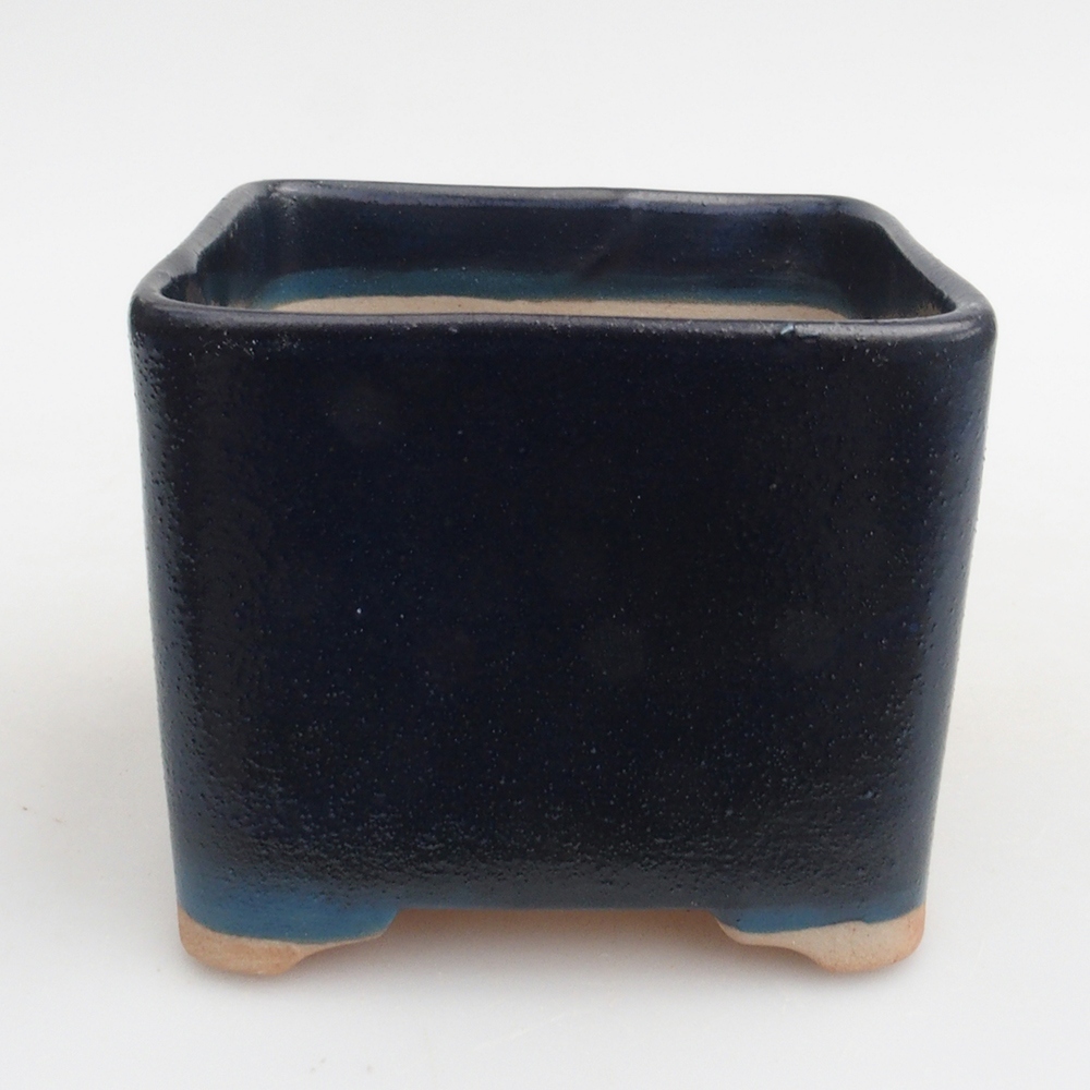 Keramická bonsai miska 10 x 10 x 8 cm, barva modrá