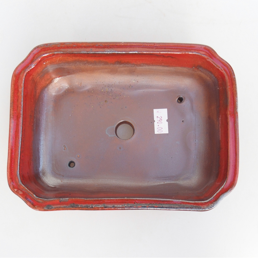 Keramická bonsai miska 18 x 13,5 x 5 cm, barva červená