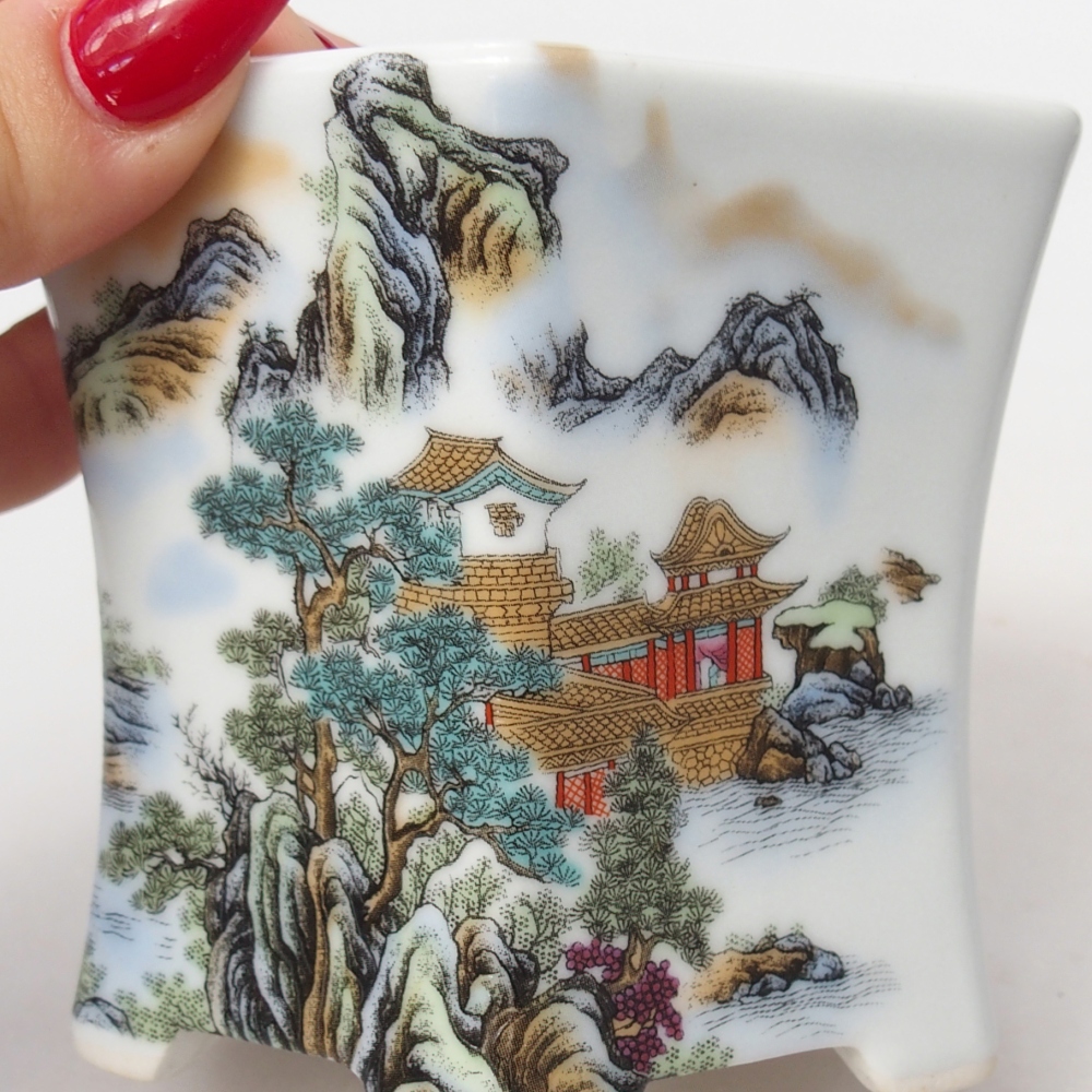 Keramická bonsai miska 10,5 x 9,5 x 9 cm, barva bílá