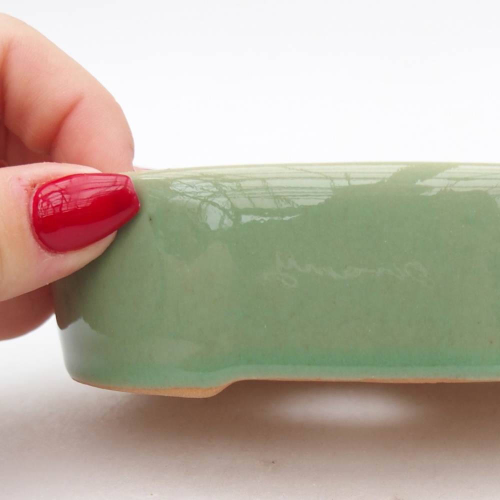 Keramická bonsai miska 12,5 x 10 x 3,5 cm, barva zelená